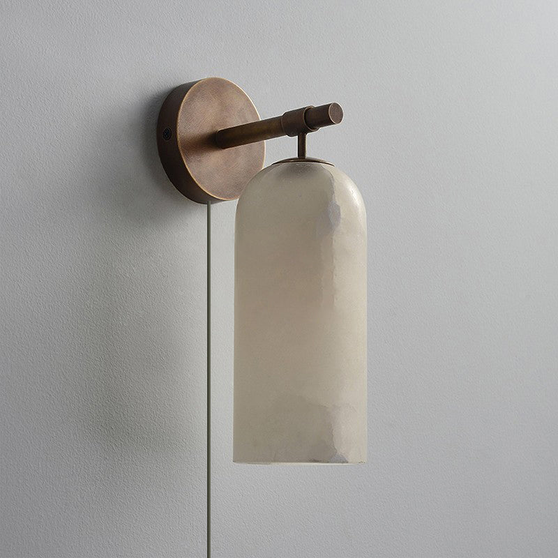 Pillar Alabaster Plug-In Wall Sconce with Bronze or Gold Finish
