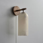 Pillar Alabaster Plug-In Wall Sconce with Bronze or Gold Finish