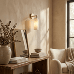 Pillar Alabaster Wall Sconce – Natural Stone, Brushed Gold Accent