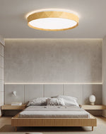 Pineo Geometric Flush Mount Ceiling Light in Walnut Wood Grain