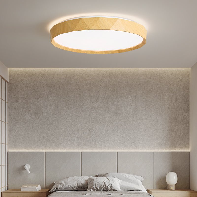 Pineo Geometric Flush Mount Ceiling Light in Walnut Wood Grain