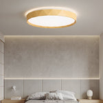 Pineo Geometric Flush Mount Ceiling Light in Walnut Wood Grain
