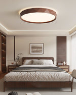 Pineo Geometric Flush Mount Ceiling Light in Walnut Wood Grain