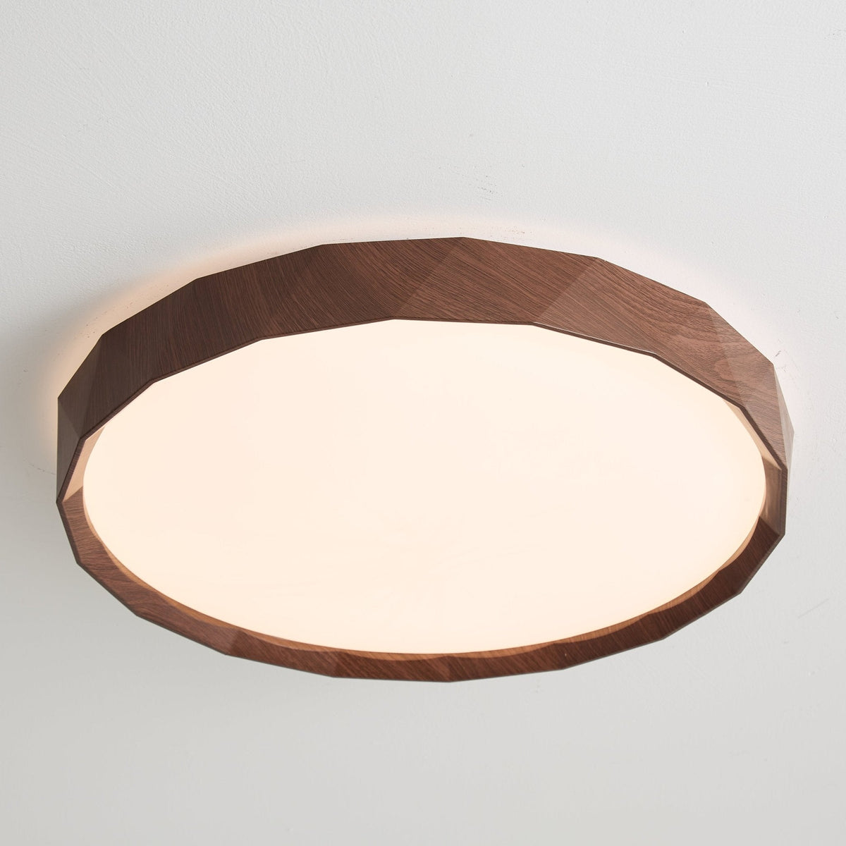 Pineo Geometric Flush Mount Ceiling Light in Walnut Wood Grain