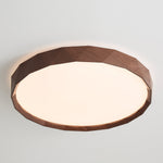 Pineo Geometric Flush Mount Ceiling Light in Walnut Wood Grain