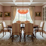 Pink Faceted Glass Drop Chandelier in Polished Gold