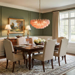Pink Faceted Glass Drop Chandelier in Polished Gold