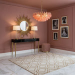Pink Faceted Glass Drop Chandelier in Polished Gold