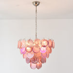 Pink Glass Disc Chandelier | Modern Designer Pendant Light for Dining & Living Rooms