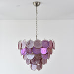 Pink Glass Disc Chandelier | Modern Designer Pendant Light for Dining & Living Rooms