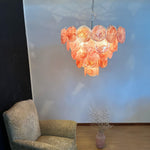 Pink Glass Disc Chandelier | Modern Designer Pendant Light for Dining & Living Rooms
