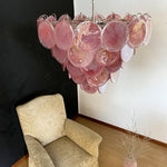 Pink Glass Disc Chandelier | Modern Designer Pendant Light for Dining & Living Rooms