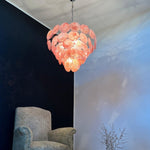 Pink Glass Disc Chandelier | Modern Designer Pendant Light for Dining & Living Rooms