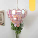 Pink Glass Disc Chandelier | Modern Designer Pendant Light for Dining & Living Rooms