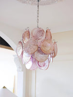 Pink Murano Glass Disc Chandelier for Dining Room and Living Room