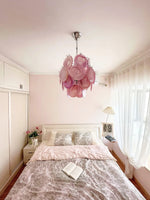 Pink Murano Glass Disc Chandelier for Dining Room and Living Room