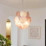 Pink Murano Glass Disc Chandelier for Dining Room and Living Room