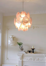 Pink Murano Glass Disc Chandelier for Dining Room and Living Room
