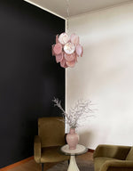Pink Murano Glass Disc Chandelier for Dining Room and Living Room