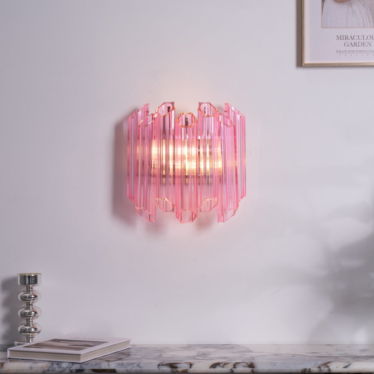 Pink Palermo Glass Wall Sconce – Hand-Blown Murano Style Blush Wall Light