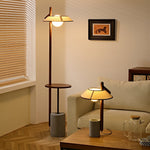 Pinnacle Floor Lamp with Walnut Stand and Cement Base