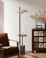 Pinnacle Floor Lamp with Walnut Stand and Cement Base