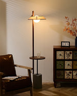 Pinnacle Floor Lamp with Walnut Stand and Cement Base