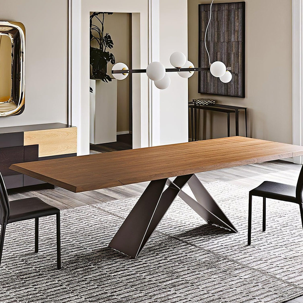 Planeta Linear Pendant Light in Brass and Glass for Kitchen Island and Dining Room