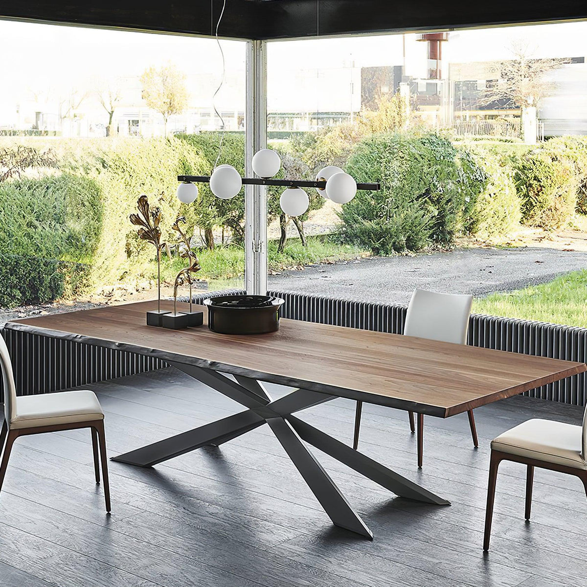 Planeta Linear Pendant Light in Brass and Glass for Kitchen Island and Dining Room