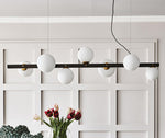 Planeta Linear Pendant Light in Brass and Glass for Kitchen Island and Dining Room