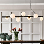 Planeta Linear Pendant Light in Brass and Glass for Kitchen Island and Dining Room