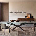 Planeta Linear Pendant Light in Brass and Glass for Kitchen Island and Dining Room