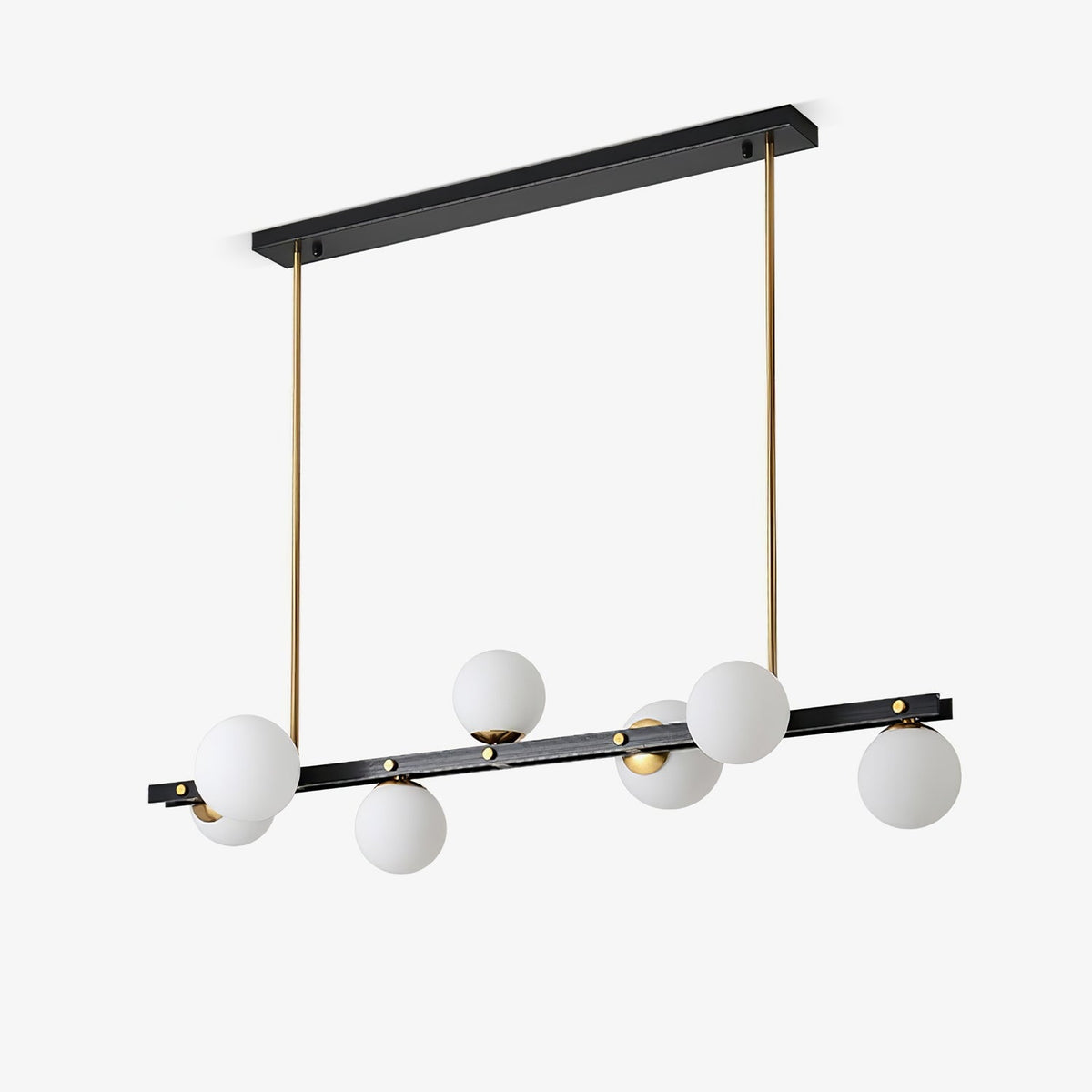 Planeta Linear Pendant Light in Brass and Glass for Kitchen Island and Dining Room