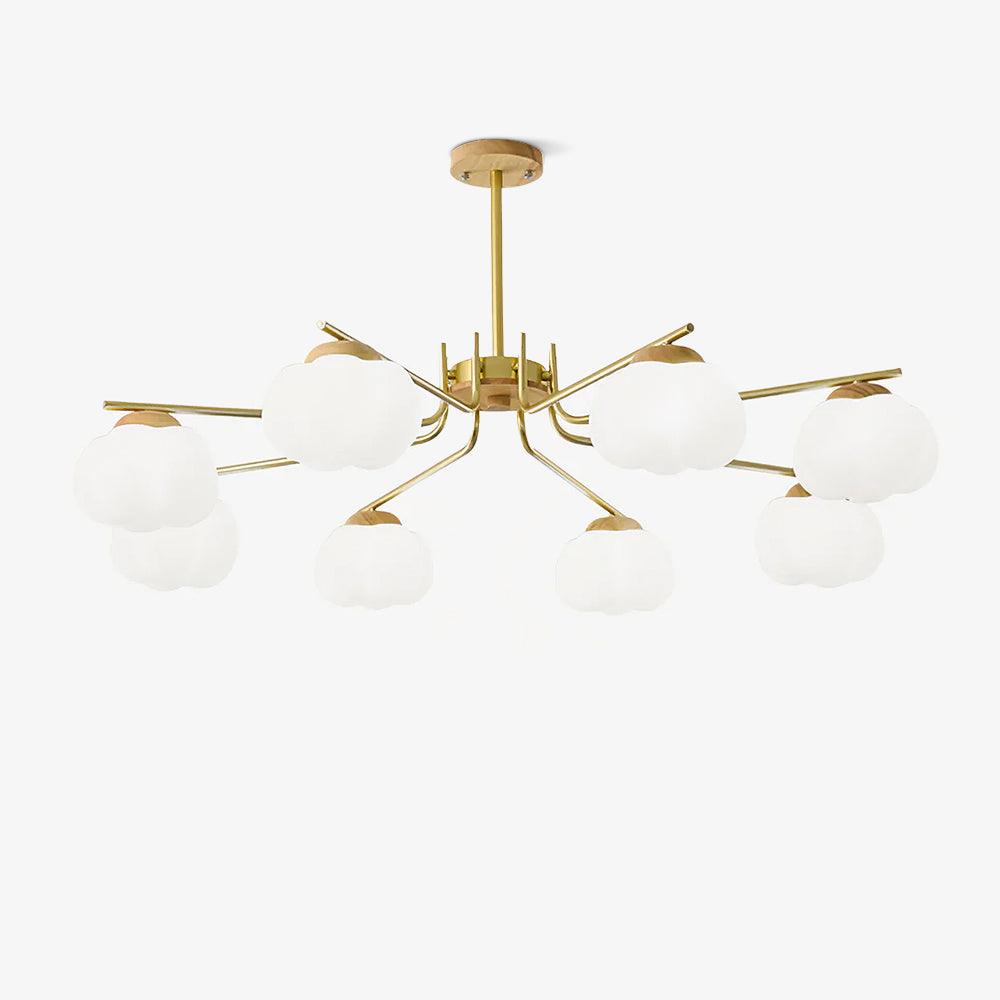 Modern Gold and White Globe Chandelier for Living and Dining Rooms