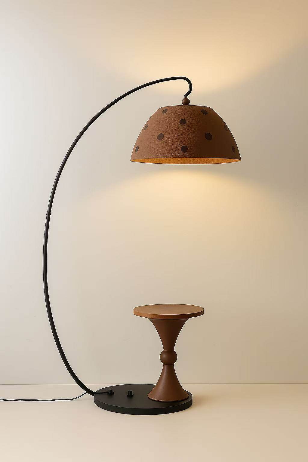 Arc Floor Lamp with Side Table – Modern Sculptural Lighting
