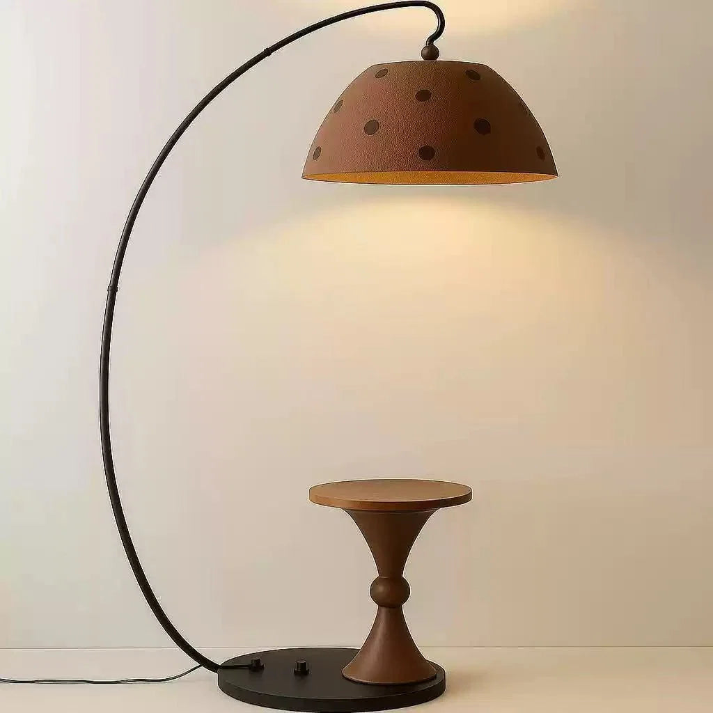 Arc Floor Lamp with Side Table – Modern Sculptural Lighting