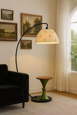 Arc Floor Lamp with Side Table – Modern Sculptural Lighting