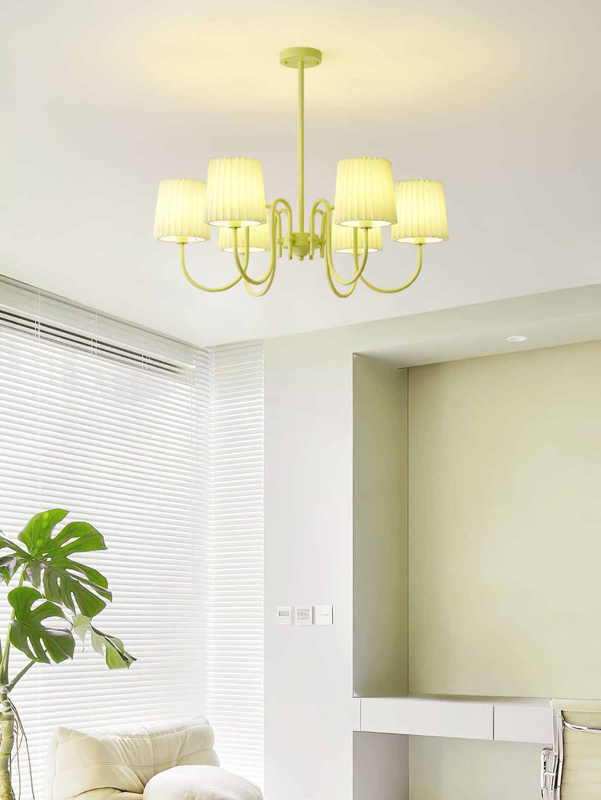 pleated-fabric-matcha-chandelier