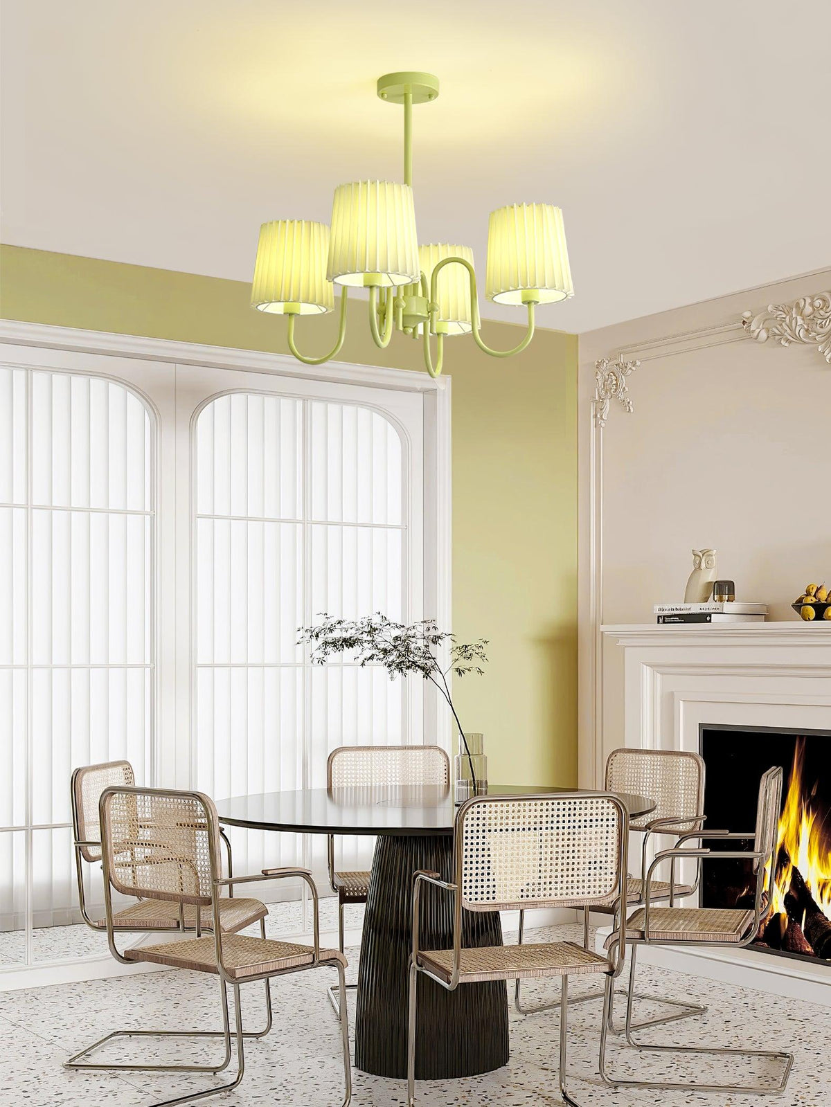 pleated-fabric-matcha-chandelier