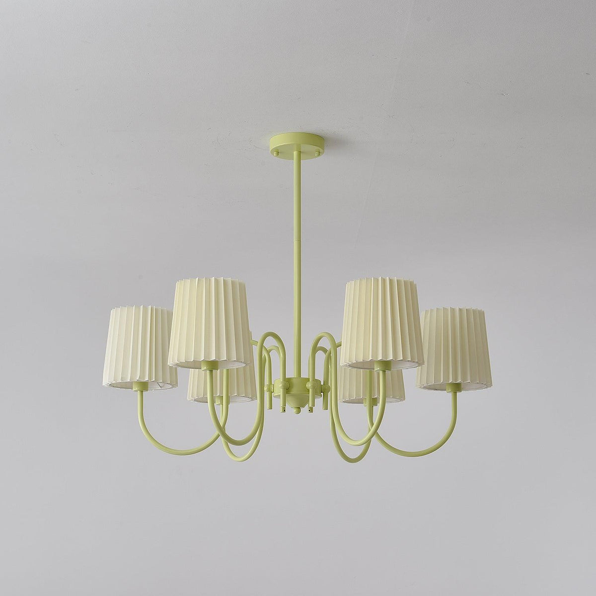 pleated-fabric-matcha-chandelier