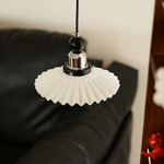 Pleated Petal Pendant Light – Modern Ceramic Hanging Lamp for Dining and Bedroom