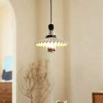 Pleated Petal Pendant Light – Modern Ceramic Hanging Lamp for Dining and Bedroom