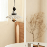 Pleated Petal Pendant Light – Modern Ceramic Hanging Lamp for Dining and Bedroom
