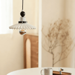 Pleated Petal Pendant Light – Modern Ceramic Hanging Lamp for Dining and Bedroom
