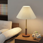 Pleated Walnut Table Lamp
