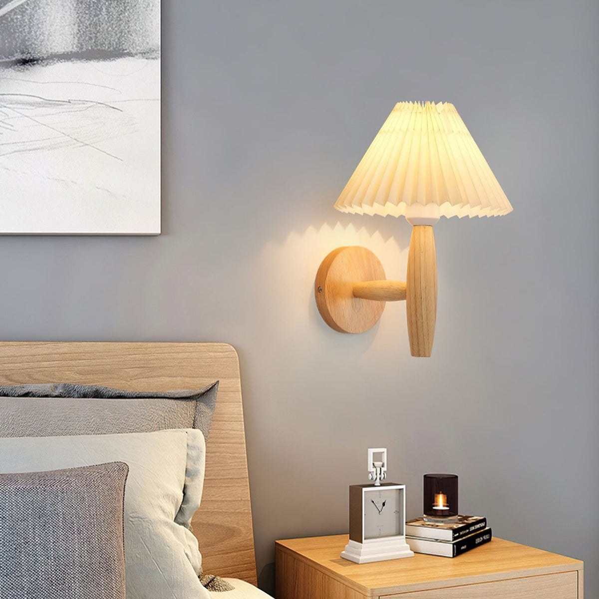 Pleated Wood Wall Light