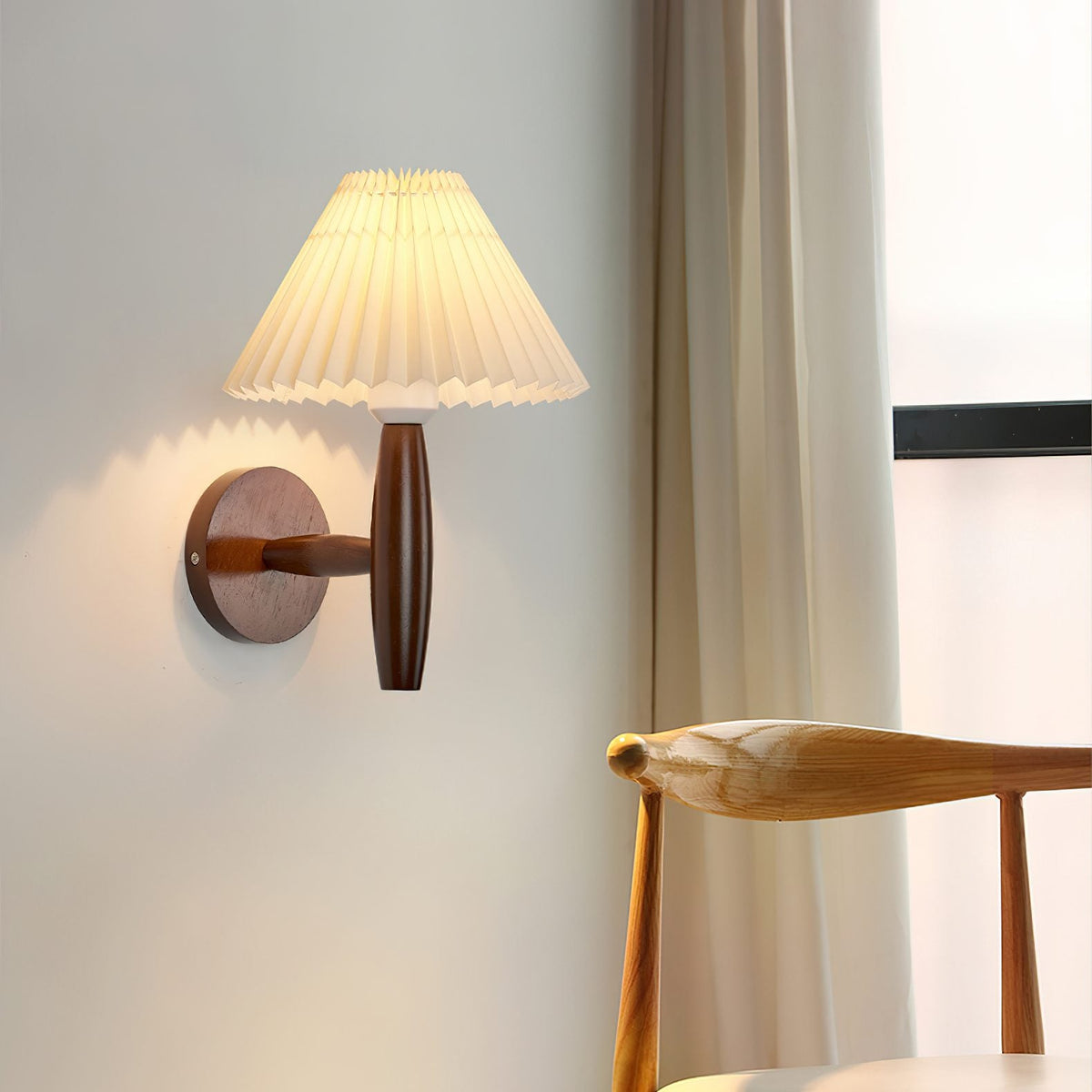 Pleated Wood Wall Light