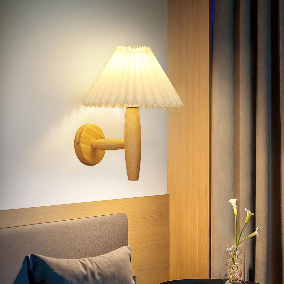 Pleated Wood Wall Light