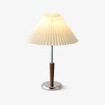 Lynnea Pleated Table Lamp in Chrome & Walnut – Modern Designer Bedside Lighting