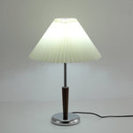 Lynnea Pleated Table Lamp in Chrome & Walnut – Modern Designer Bedside Lighting